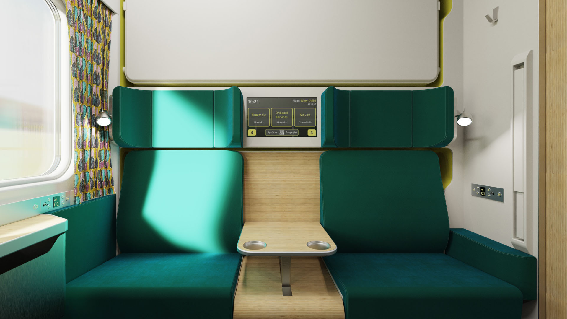 Day & night train compartment